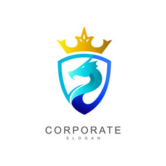 dragon logo , martial arts logo + traditional icon + dragon logo inside a crowned shield