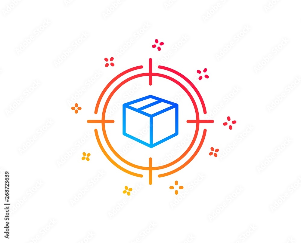 Poster parcel tracking line icon. delivery monitoring sign. shipping box in target symbol. gradient design 