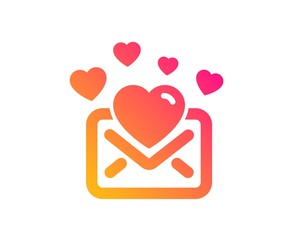 Love Mail icon. Valentines Message correspondence sign. E-mail symbol. Classic flat style. Gradient love Mail icon. Vector