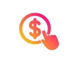 Hand Click icon. Currency exchange sign. Cursor pointer symbol. To pay or get money. Classic flat style. Gradient buy Currency icon. Vector