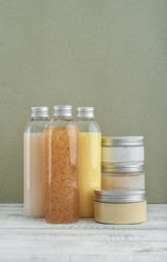 Bottles with spa cosmetic products
