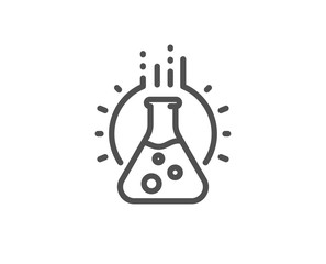 Chemistry lab line icon. Laboratory flask sign. Analysis symbol. Quality design element. Linear style chemistry lab icon. Editable stroke. Vector