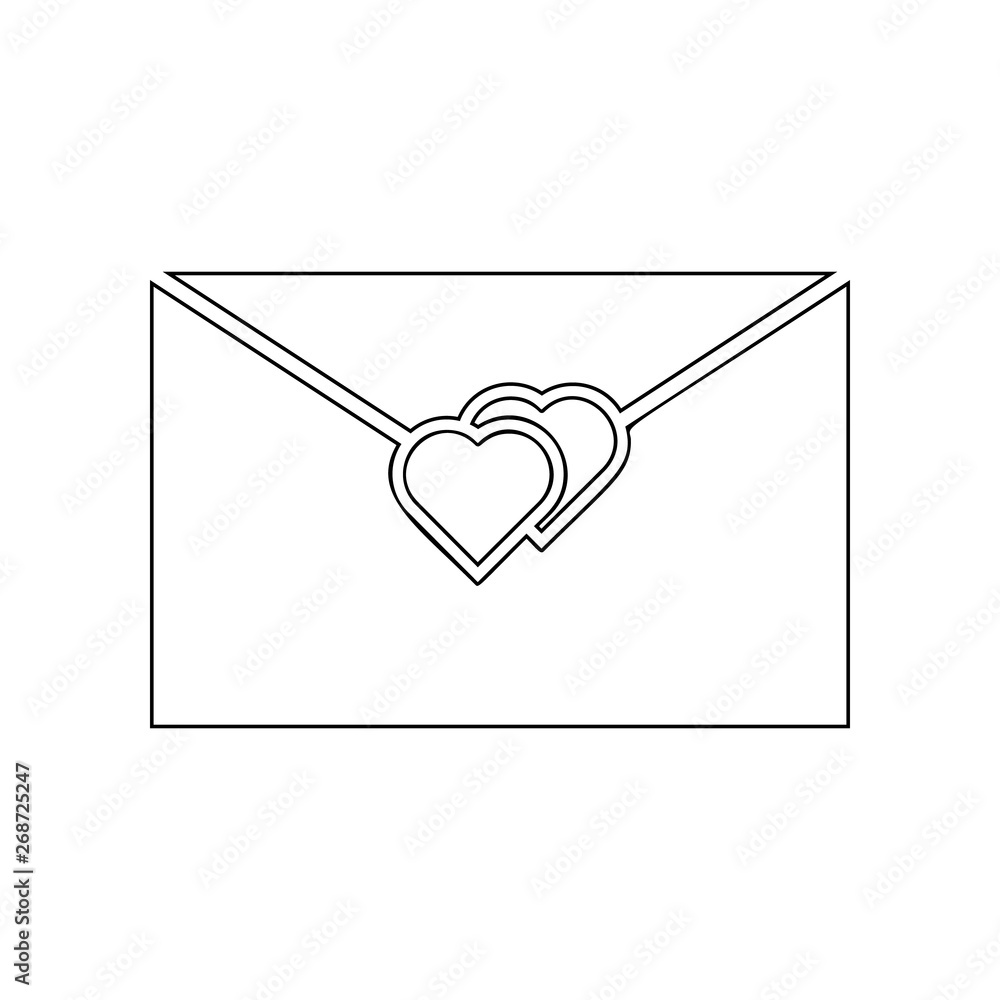 Poster love letter with hearts icon. element of love for mobile concept and web apps icon. outline, thin li