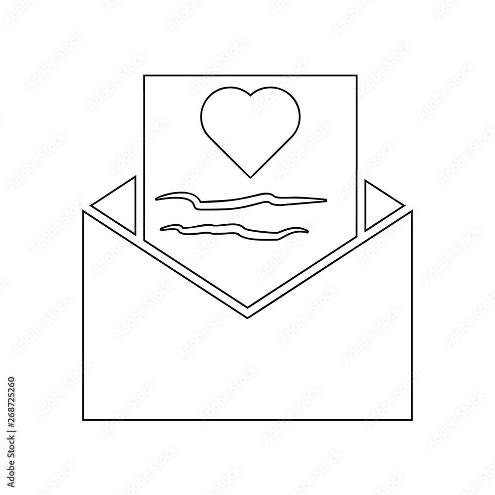 Poster envelope with heart icon. element of love for mobile concept and web apps icon. outline, thin line i