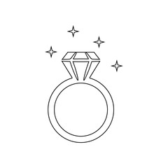 Diamond ring icon. Element of Love for mobile concept and web apps icon. Outline, thin line icon for website design and development, app development