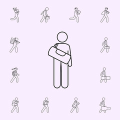 man with barrel illustration icon. Male Bag and luggage icons universal set for web and mobile