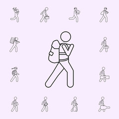 man with backpack illustration icon. Male Bag and luggage icons universal set for web and mobile