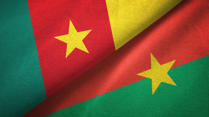 Cameroon and Burkina Faso two flags textile cloth, fabric texture 