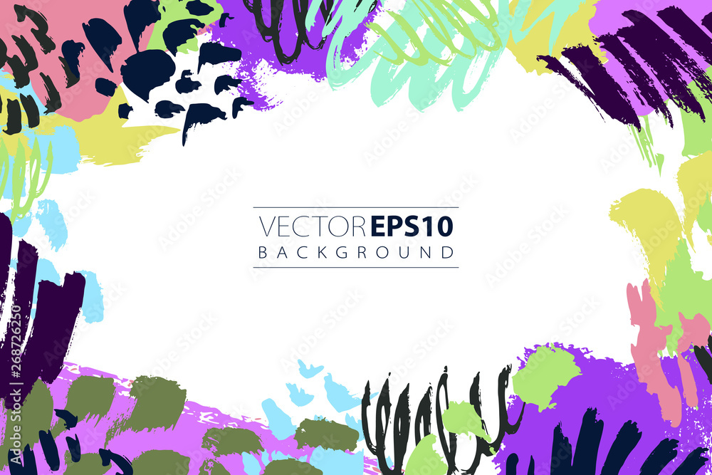 Poster horizontal background with copyspace and various brush strokes. header image with place for text. ab