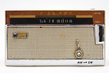 old radio on white background