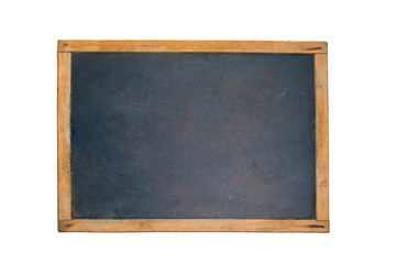 vintage blackboard with wooden frame on white background