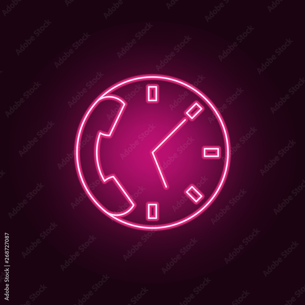 Poster clock and tube neon icon. elements of measure set. simple icon for websites, web design, mobile app,