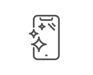 Fototapeta premium Smartphone clean screen line icon. Phone sign. Mobile device symbol. Quality design element. Linear style smartphone clean icon. Editable stroke. Vector