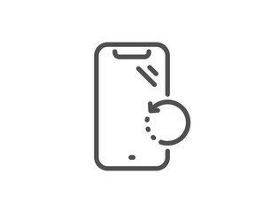 Smartphone recovery line icon. Phone backup sign. Mobile device symbol. Quality design element. Linear style smartphone recovery icon. Editable stroke. Vector