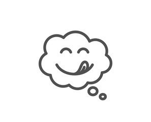 Yummy smile line icon. Emoticon with tongue sign. Comic speech bubble symbol. Quality design element. Linear style yummy smile icon. Editable stroke. Vector