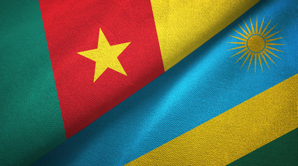Cameroon and Rwanda two flags textile cloth, fabric texture