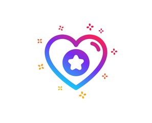 Heart and Star icon. Favorite like sign. Positive feedback symbol. Dynamic shapes. Gradient design heart icon. Classic style. Vector