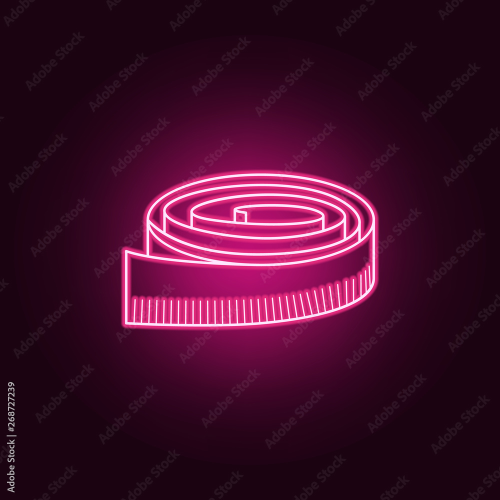 Poster ribbon ruler neon icon. elements of measure set. simple icon for websites, web design, mobile app, i
