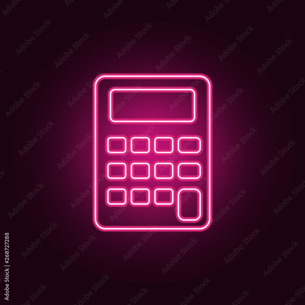 Poster calculator neon icon. elements of measure set. simple icon for websites, web design, mobile app, inf