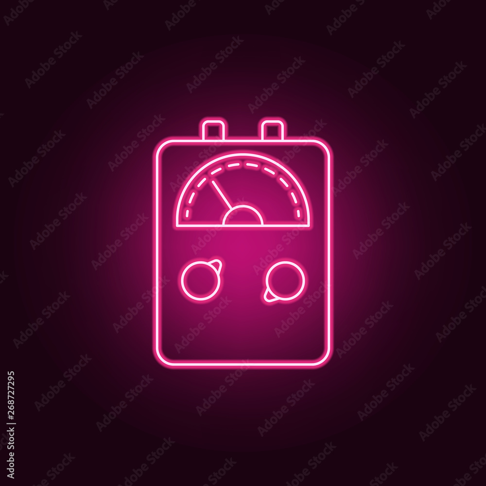 Poster electricity meter neon icon. elements of measure set. simple icon for websites, web design, mobile a