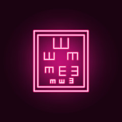 Eye test neon icon. Elements of Medecine set. Simple icon for websites, web design, mobile app, info graphics