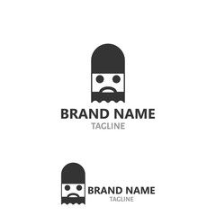 Male head logo concept, male with moustache and beard, male face design concept
