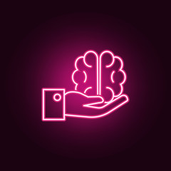 protecting human brain neon icon. Elements of Medecine set. Simple icon for websites, web design, mobile app, info graphics