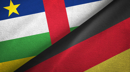 Central African Republic and Germany two flags textile cloth, fabric texture