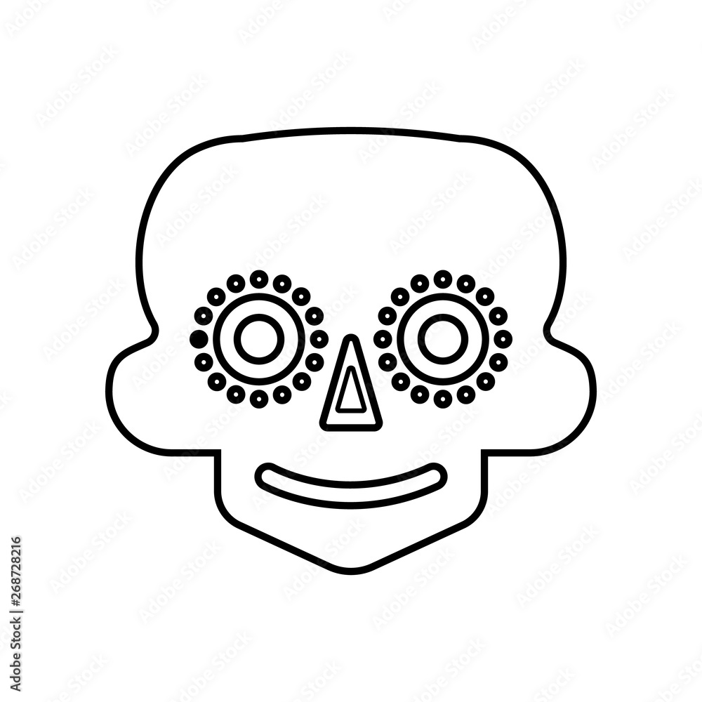 Poster mask the day of the dead icon. element of mexico for mobile concept and web apps icon. outline, thin