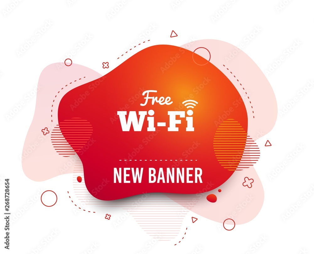 Poster fluid badge. free wifi sign. wifi symbol. wireless network icon. wifi zone. abstract shape. gradient