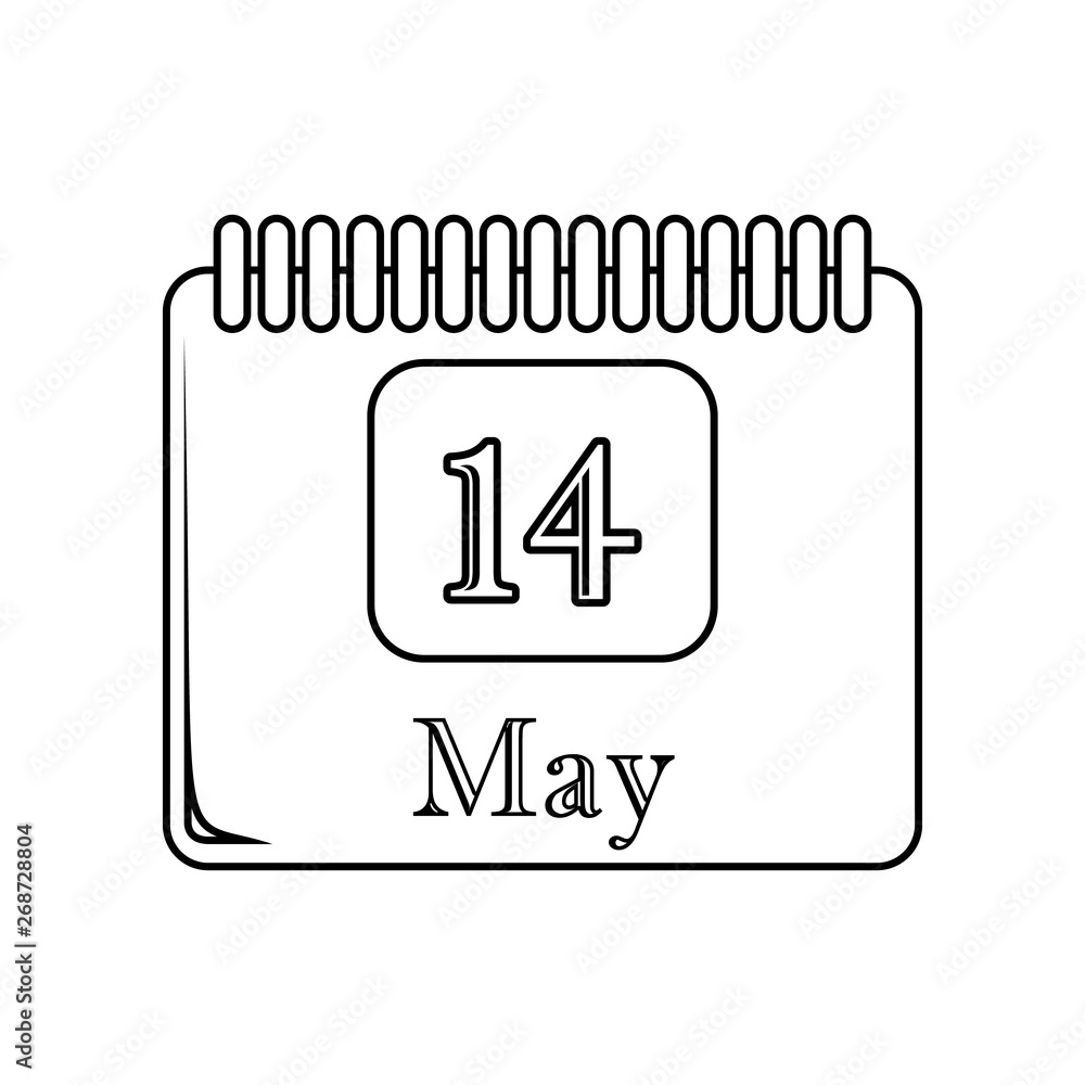 Poster calendar 14 may icon. element of mother day for mobile concept and web apps icon. outline, thin line