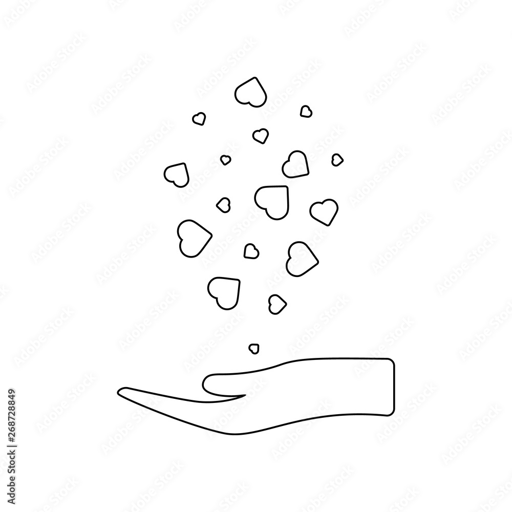 Poster hearts in hands icon. element of mother day for mobile concept and web apps icon. outline, thin line