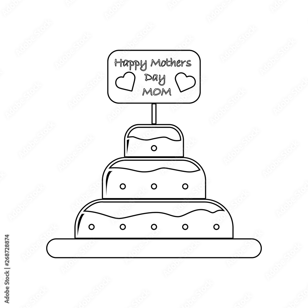 Poster cake for mom's day icon. element of mother day for mobile concept and web apps icon. outline, thin l