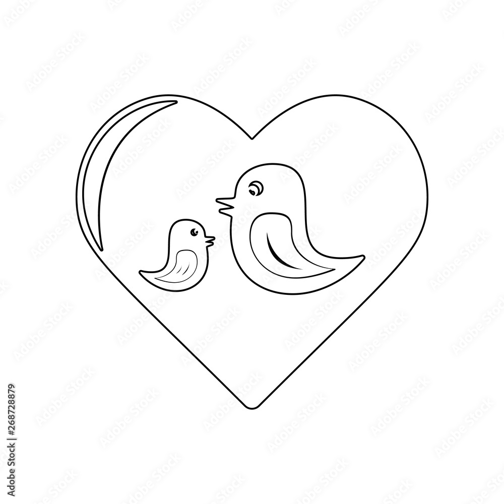 Poster birds in the heart icon. element of mother day for mobile concept and web apps icon. outline, thin l