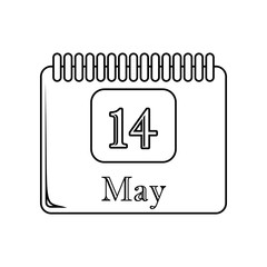 calendar 14 may icon. Element of Mother day for mobile concept and web apps icon. Outline, thin line icon for website design and development, app development