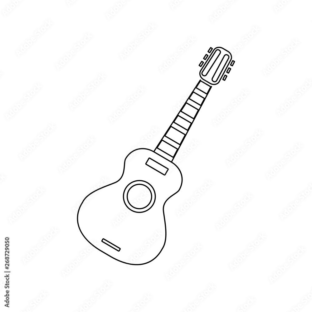 Poster acoustic guitar icon. element of music instrument for mobile concept and web apps icon. outline, thi