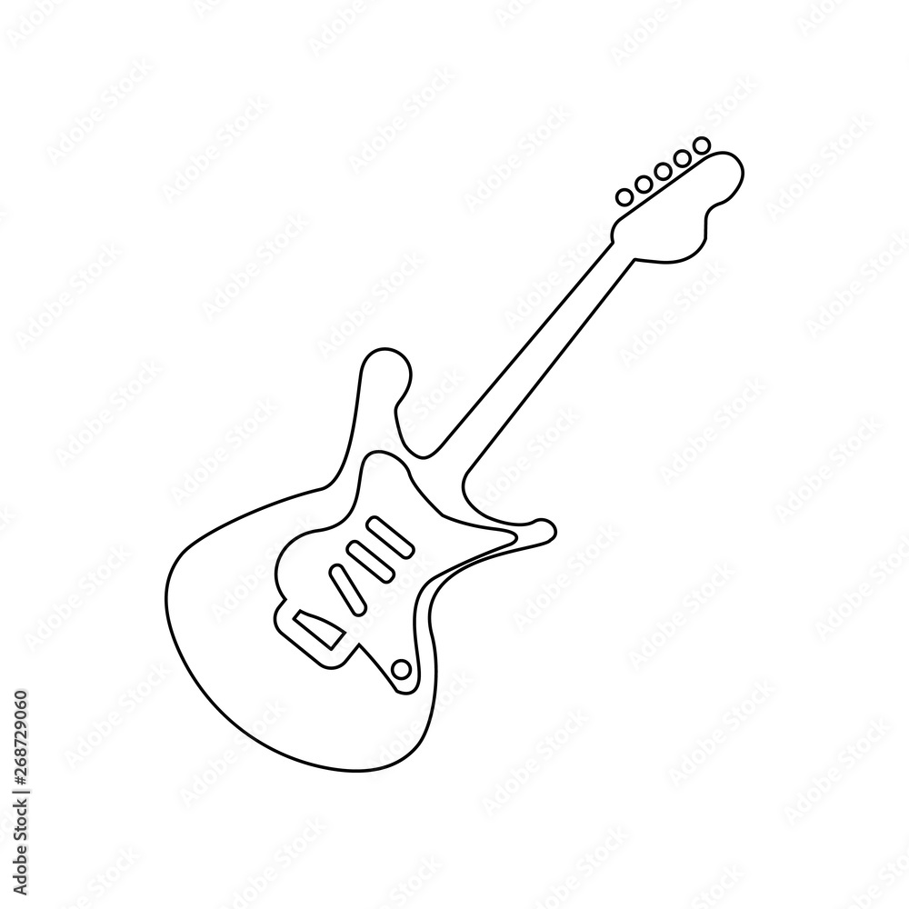 Poster silhouet of bass guitar icon. element of music instrument for mobile concept and web apps icon. outl