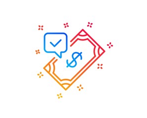 Accepted Payment line icon. Dollar money sign. Finance symbol. Gradient design elements. Linear accepted payment icon. Random shapes. Vector