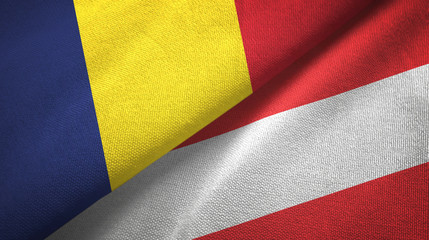 Chad and Austria two flags textile cloth, fabric texture 