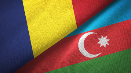 Fototapeta premium Chad and Azerbaijan two flags textile cloth, fabric texture 
