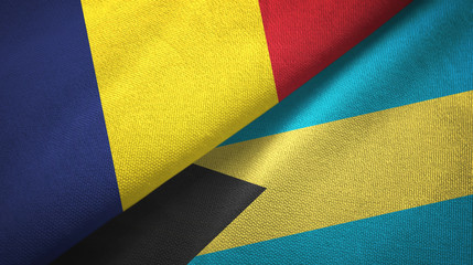 Chad and Bahamas two flags textile cloth, fabric texture 