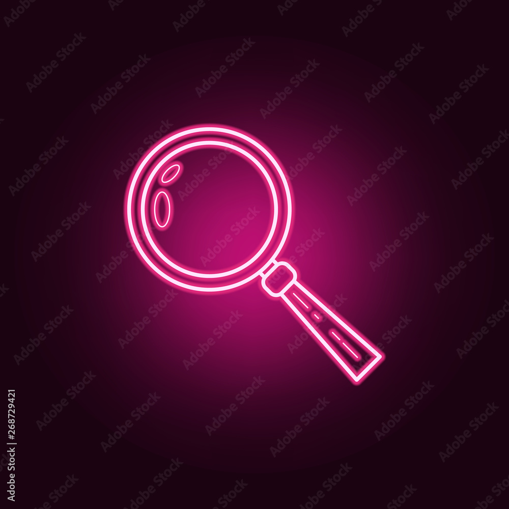 Poster magnifier neon icon. elements of navigation set. simple icon for websites, web design, mobile app, i