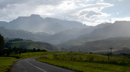 Champagne Valley near Winterton, forming part of the central Drakensberg mountain range, Kwazulu...