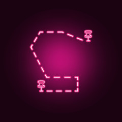 dashed line between pins neon icon. Elements of Navigation set. Simple icon for websites, web design, mobile app, info graphics