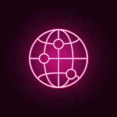points on the globe neon icon. Elements of Navigation set. Simple icon for websites, web design, mobile app, info graphics