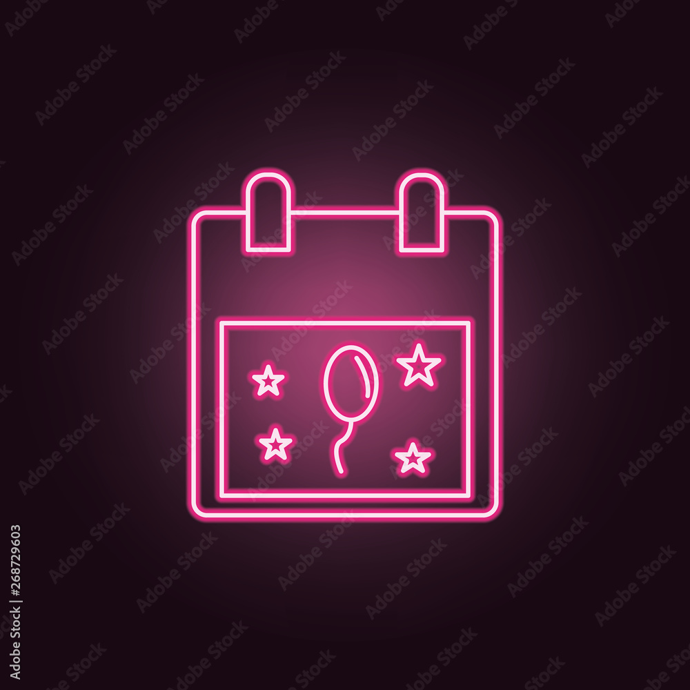 Poster calendar party neon icon. elements of party set. simple icon for websites, web design, mobile app, i