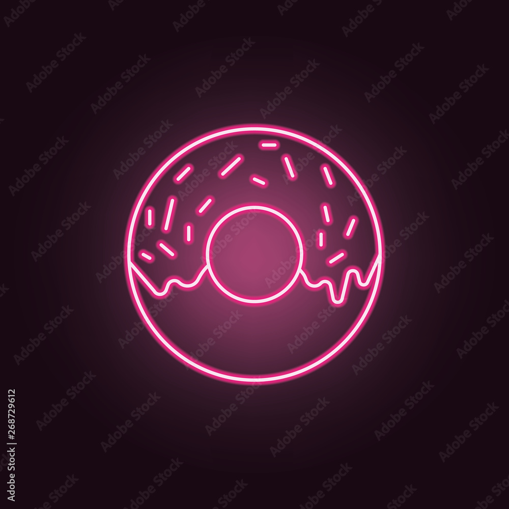Poster donut neon icon. elements of party set. simple icon for websites, web design, mobile app, info graph