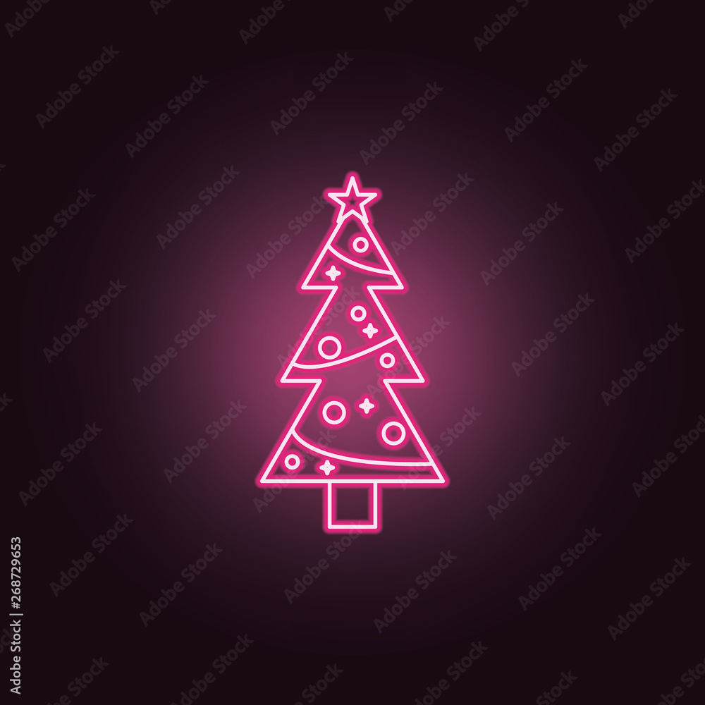 Poster christmas tree neon icon. elements of party set. simple icon for websites, web design, mobile app, i