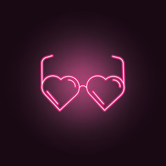 Heart glasses neon icon. Elements of Party set. Simple icon for websites, web design, mobile app, info graphics
