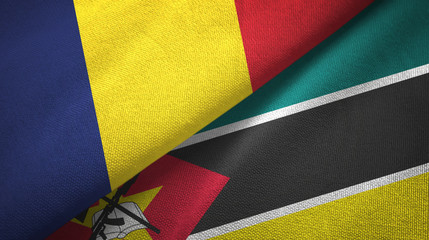 Chad and Mozambique two flags textile cloth, fabric texture
